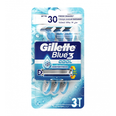 GILLETTE BLUE 3 COOL DISPOSABLE RAZOR FOR MEN 3 PIECES